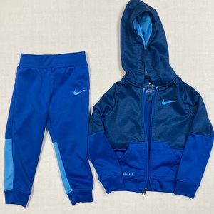 Nike Therma Fit Fleece full-zip jacket & pants set, Blue Colorblock, 3T, Dri-Fit